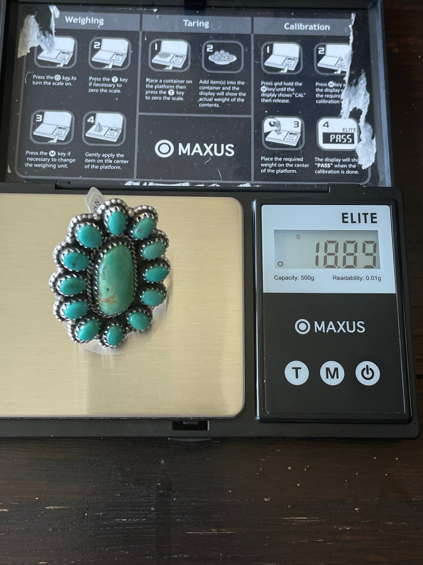 Kingman Turquoise Flower Cluster Ring | Sterling Silver | Size 9 | A132