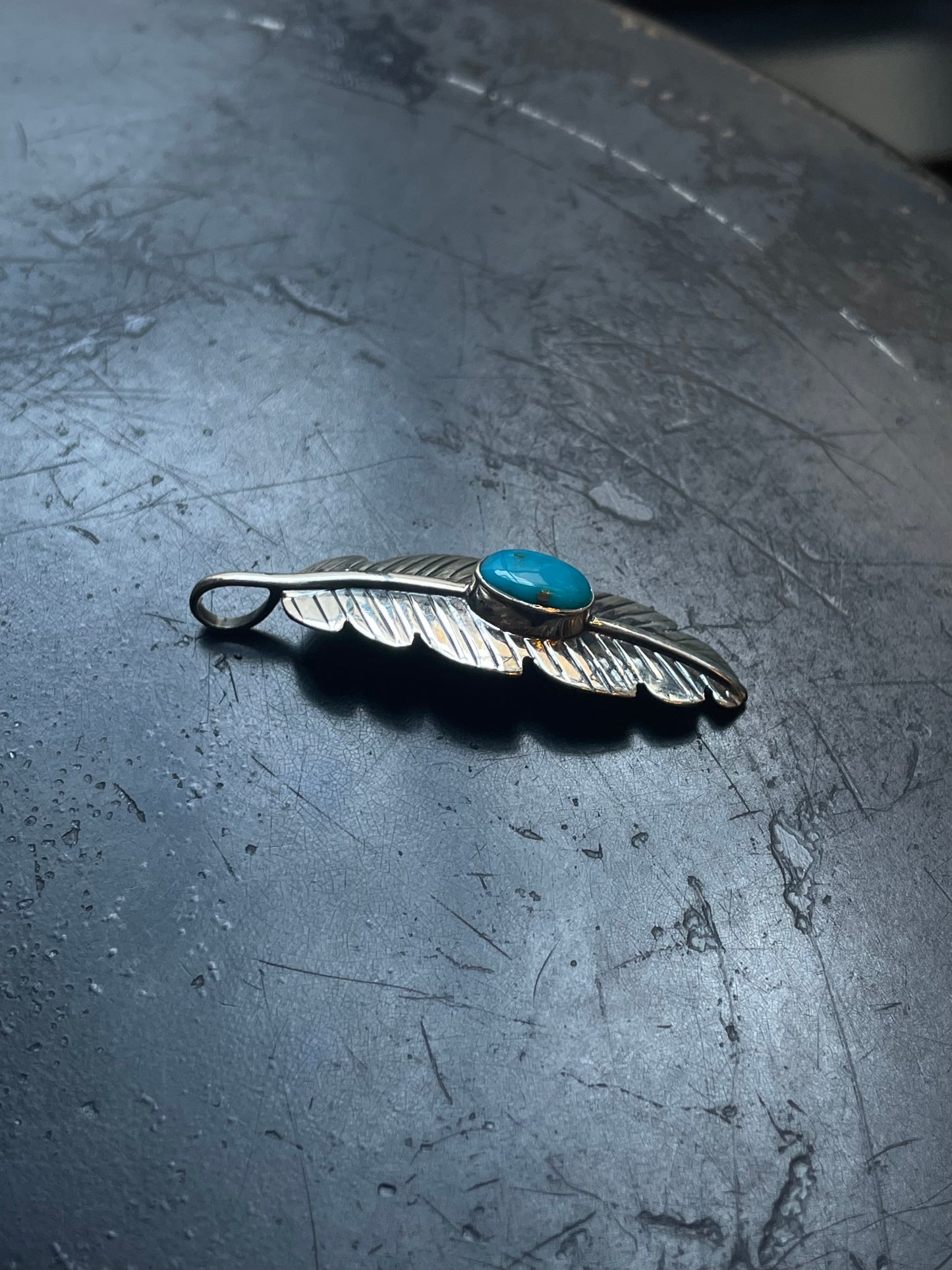 Turquoise Feather Pendant | 925 Sterling Silver E517