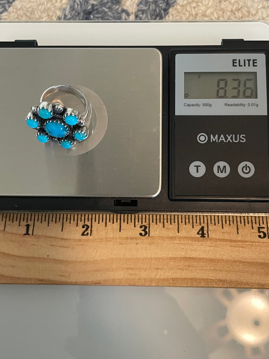 Kingman Turquoise Flower Cluster Ring Size 7 | 925 Sterling Silver G578