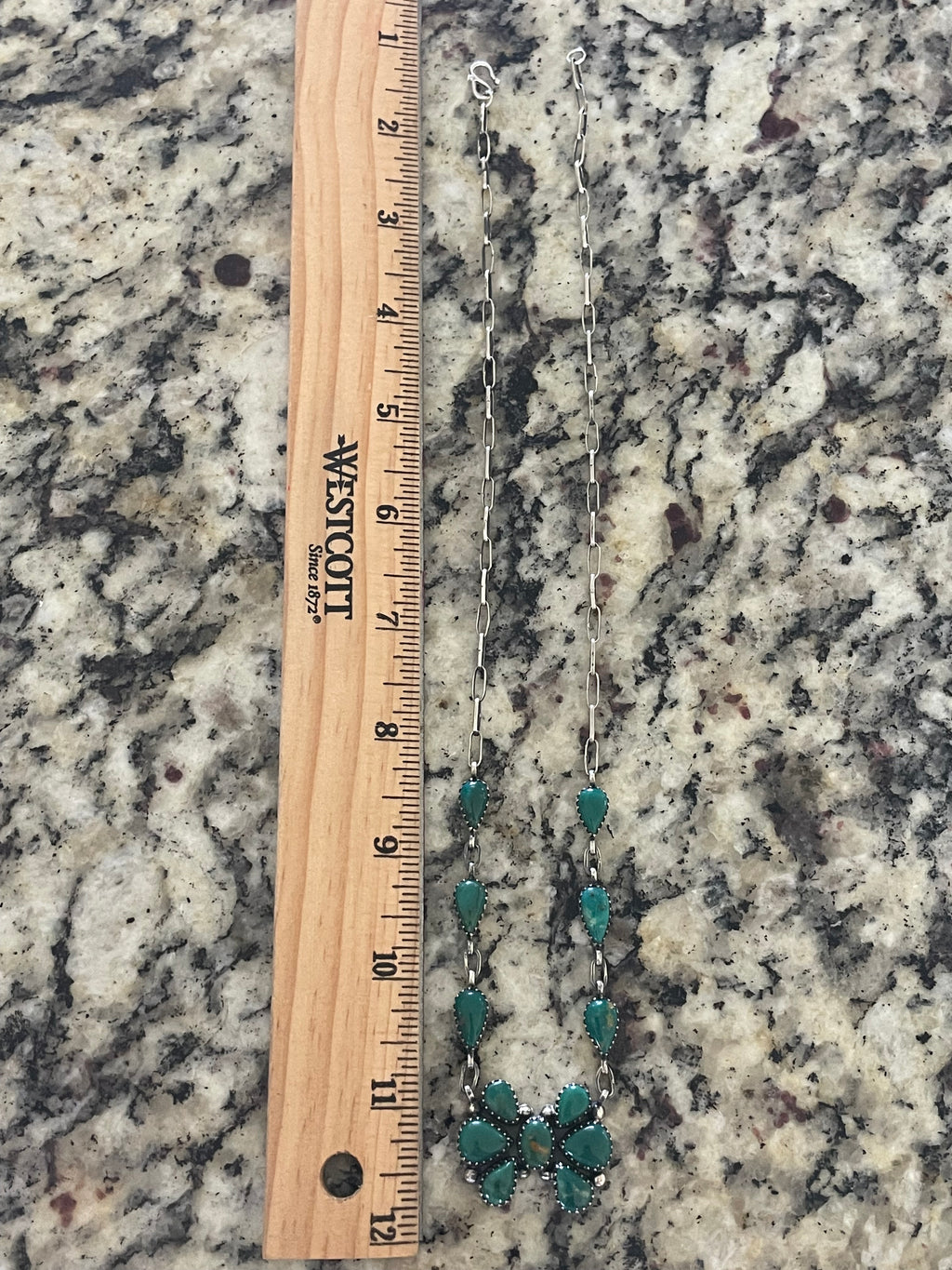 Kingman Turquoise Cluster Necklace | Sterling Silver G421