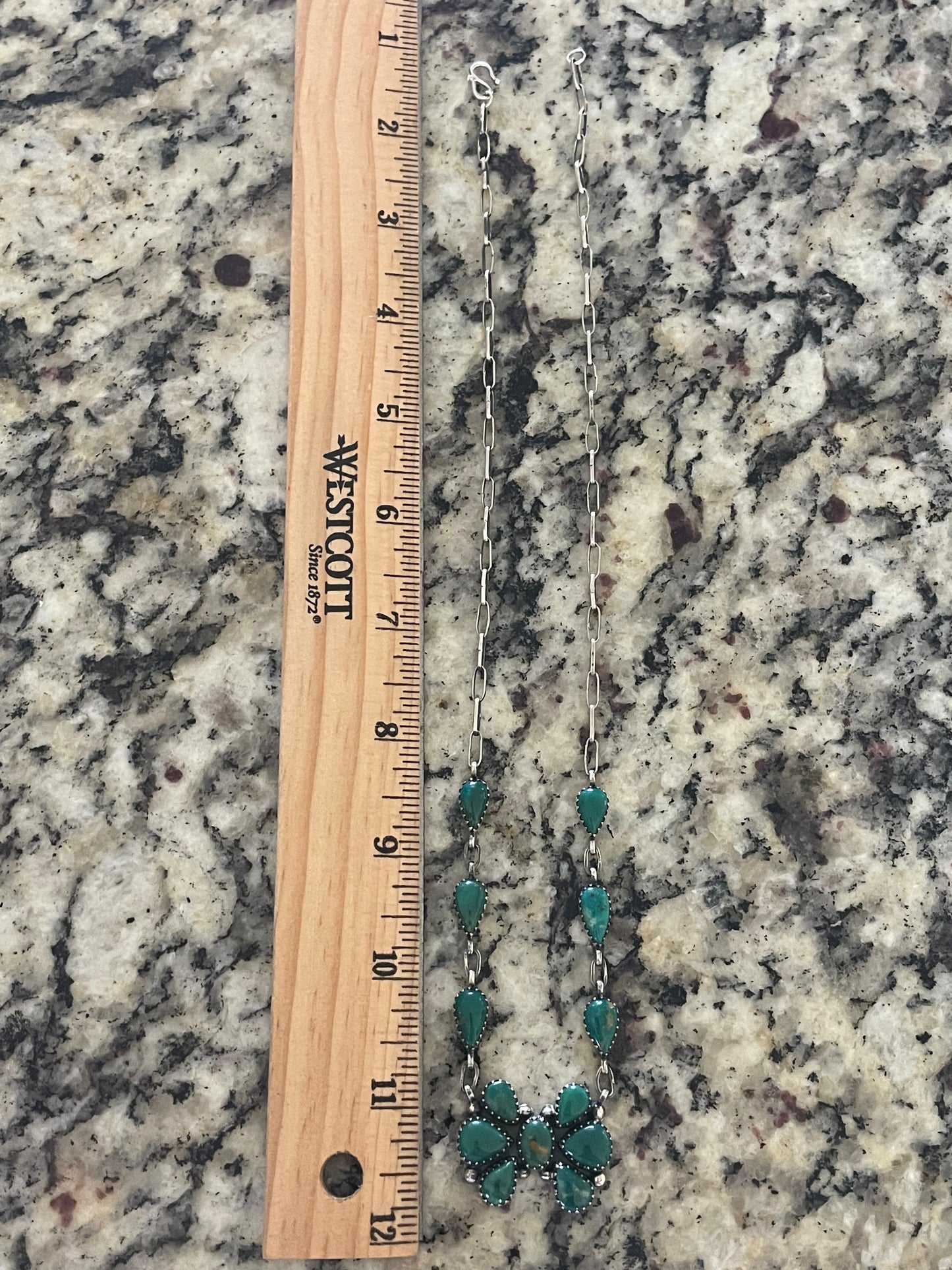 Kingman Turquoise Cluster Necklace | Sterling Silver G421