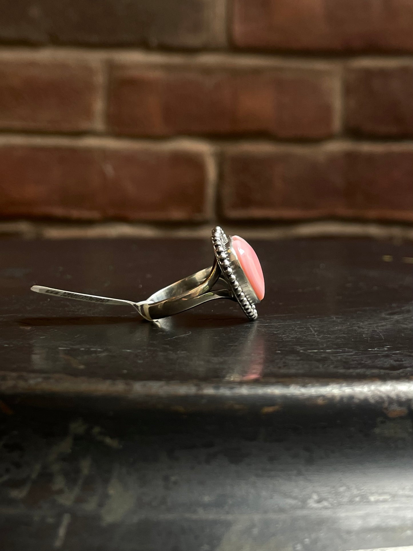 Pink Conch Heart Ring | Sterling Silver | Size 7 | A359