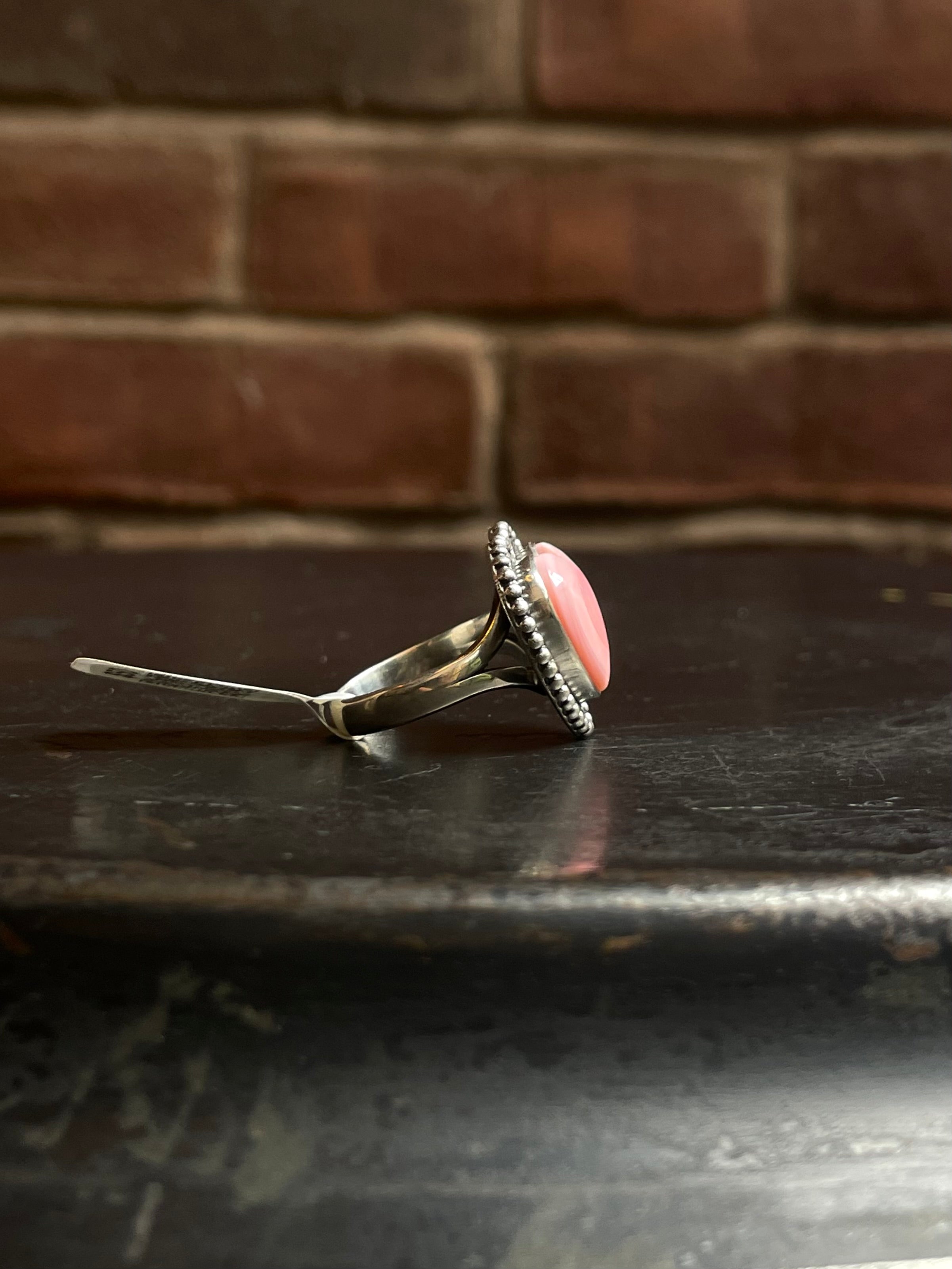 Pink Conch Heart Ring | Sterling Silver | Size 7 | A359