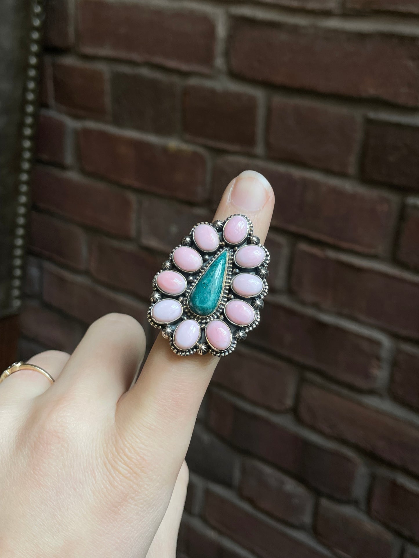 Turquoise and Pink Conch Ring | Size 6 | 925 Sterling Silver E193