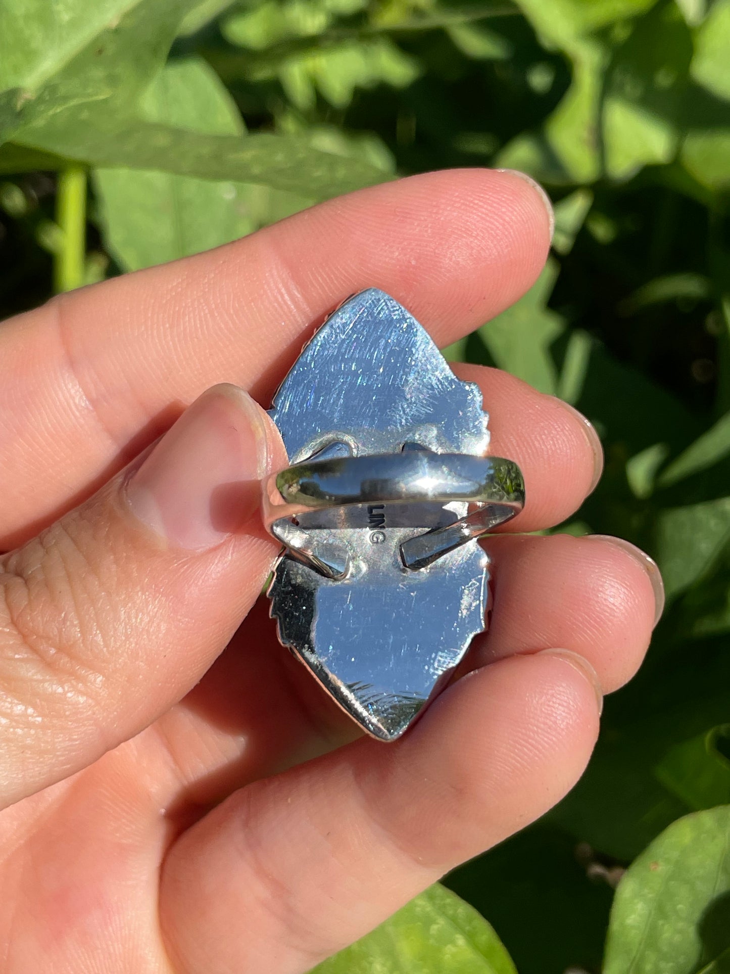 Pink Conch Leaf Design Ring | 925 Sterling Silver | Size 8.25 B339