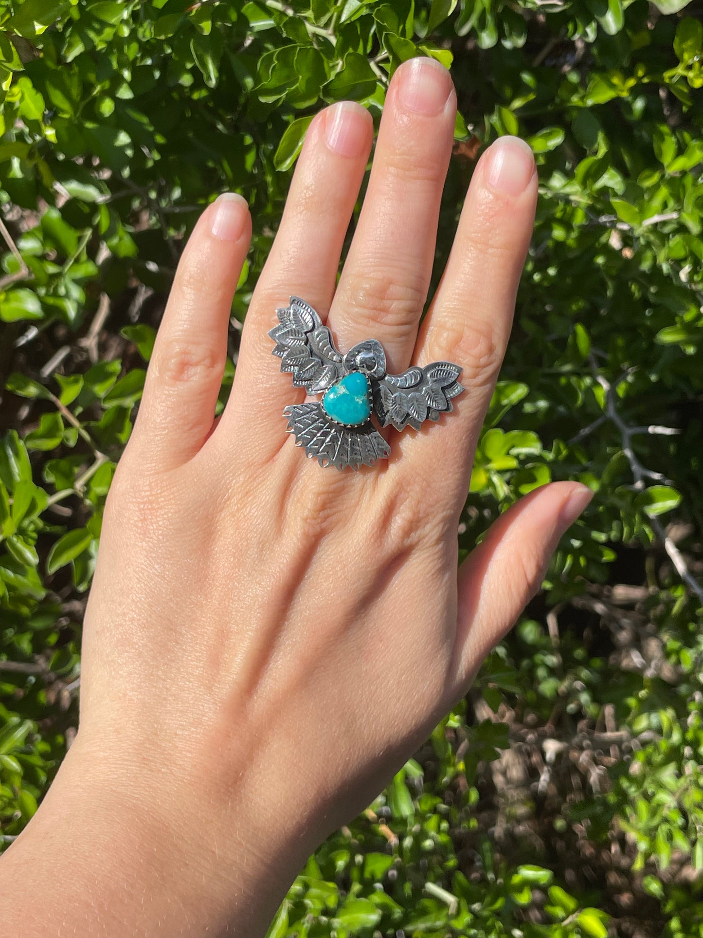 Turquoise Thunderbird Ring Size 7 | 925 Sterling Silver B560