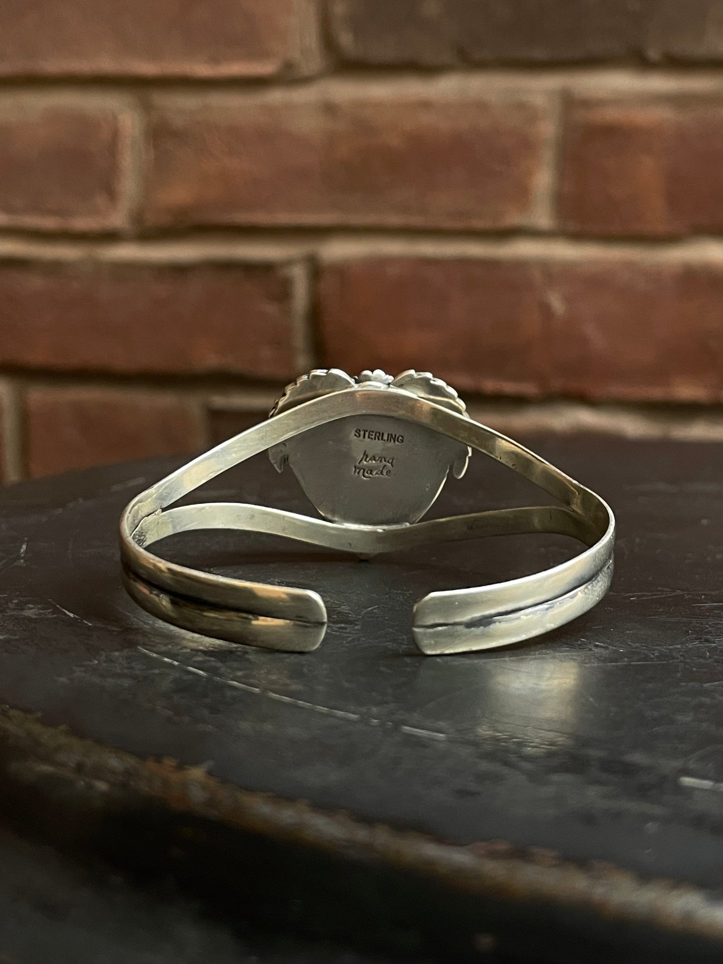 Green Turquoise Heart Cuff | Split Band | 925 Silver E679