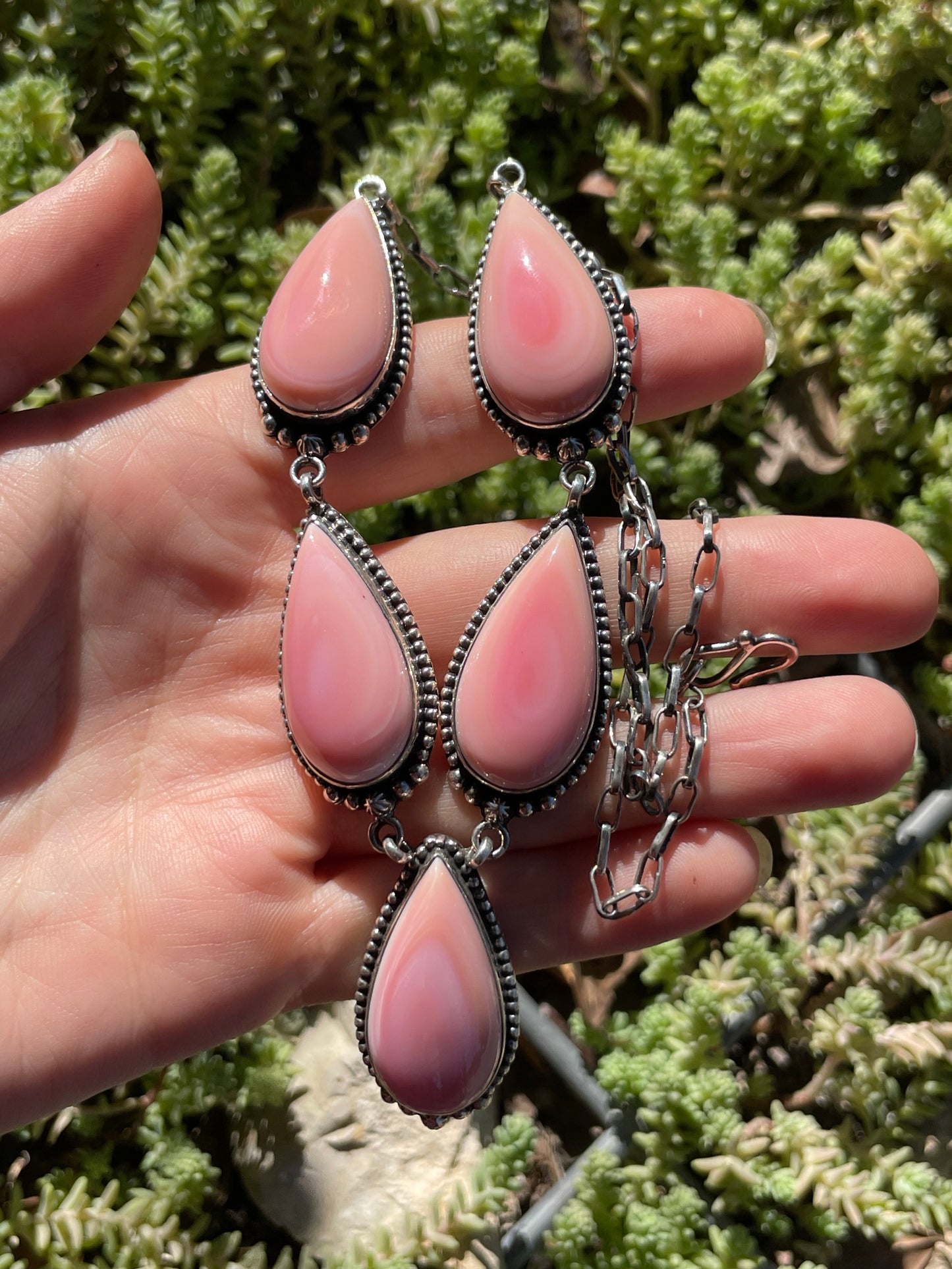 Pink Conch Lariat Necklace | 925 Sterling Silver B662