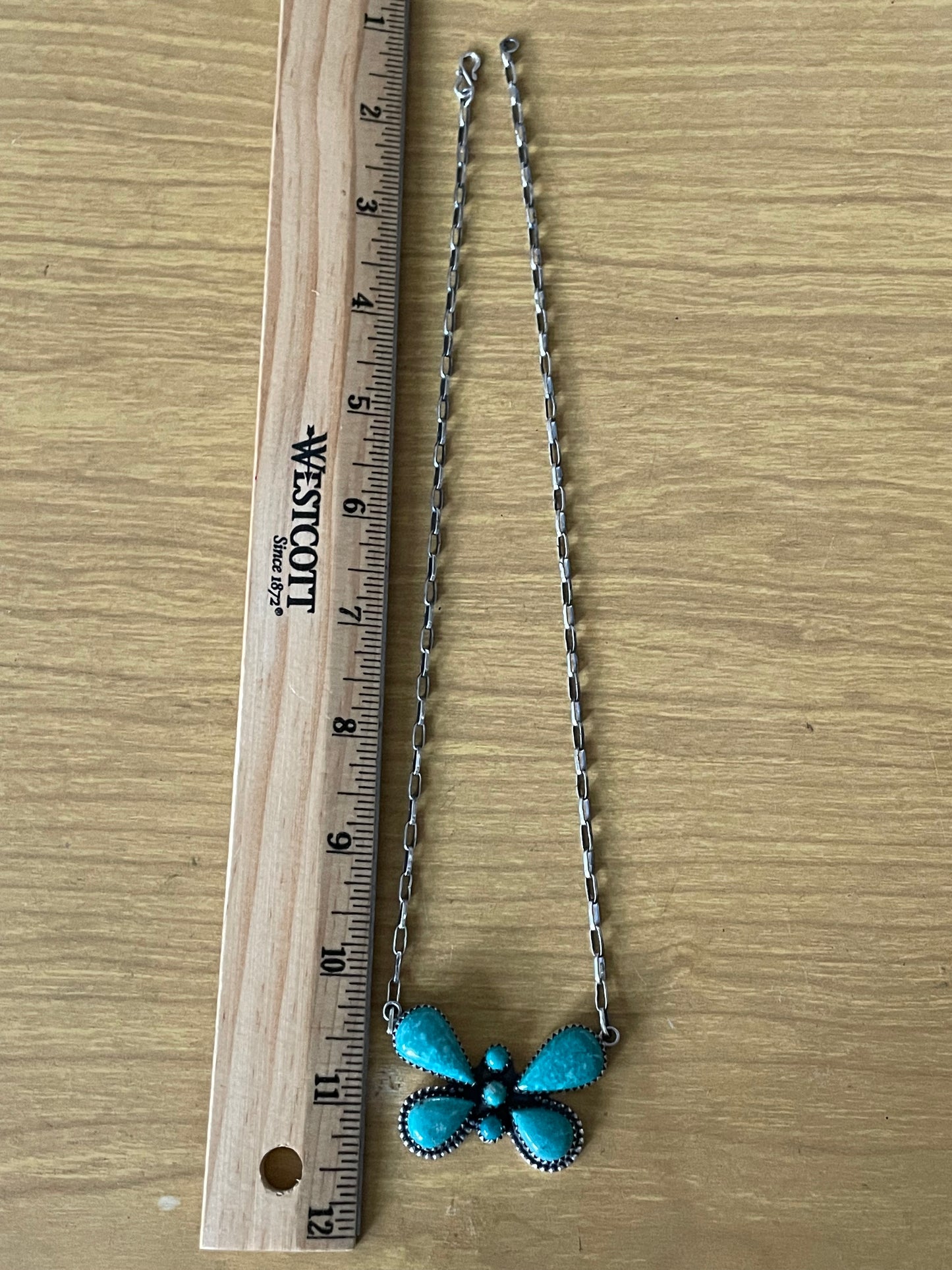 Kingman Turquoise Butterfly Necklace | 925 Sterling Silver E629