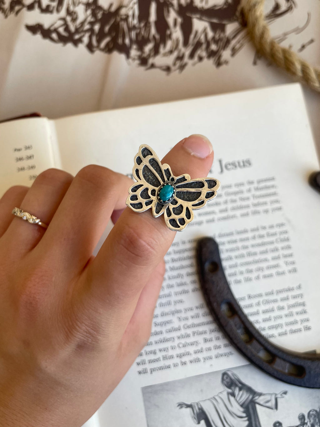 Turquoise Butterfly Ring | 925 Sterling Silver Size 5.75 G803