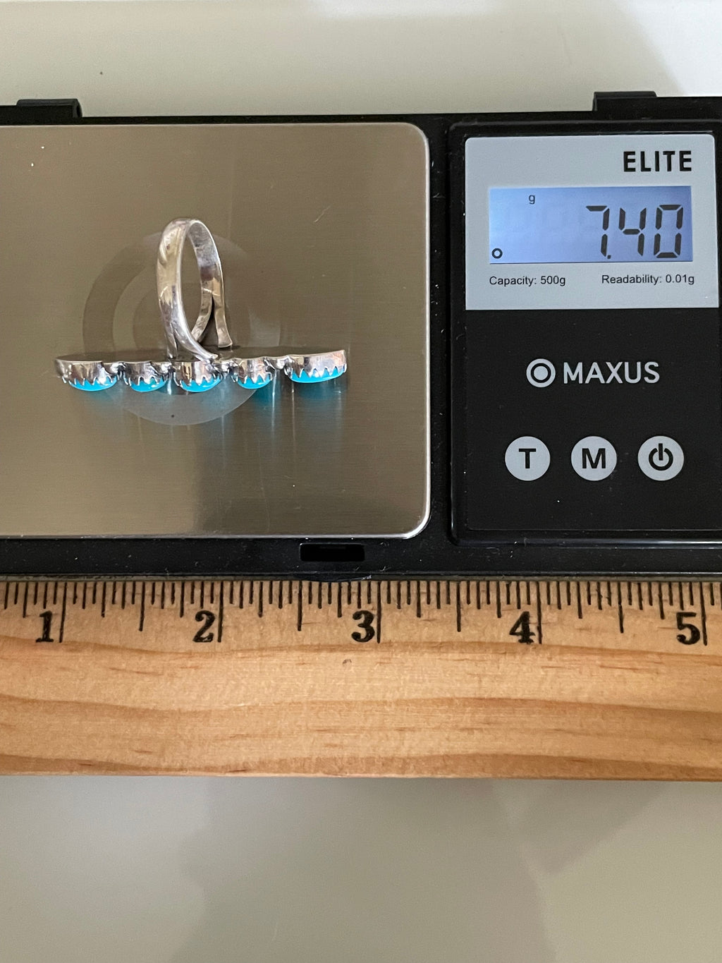 Kingman Turquoise Row Ring Size 8.5 | 925 Sterling Silver G587