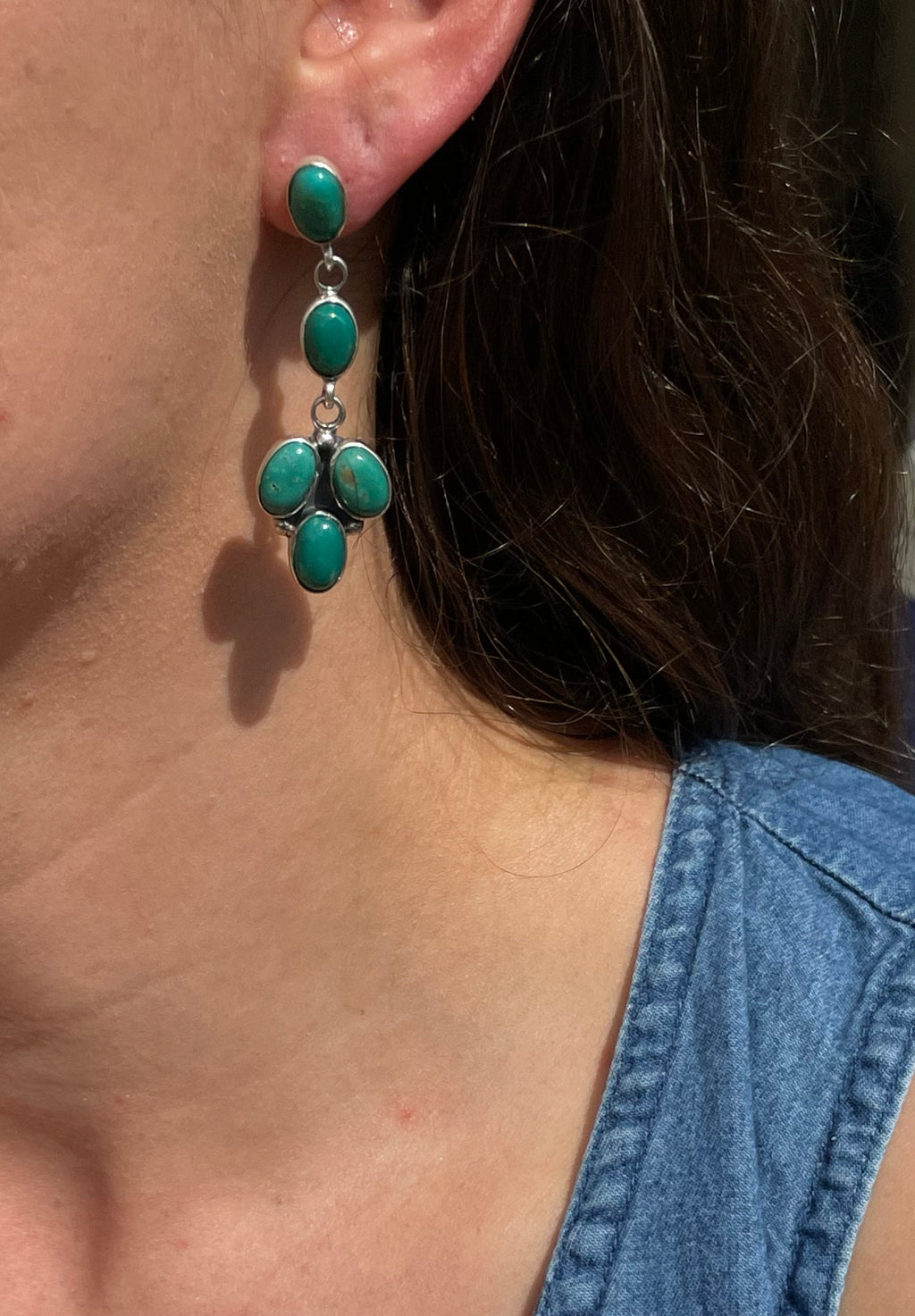 Kingman Turquoise Stud Dangle Earrings | 925 Sterling Silver G657