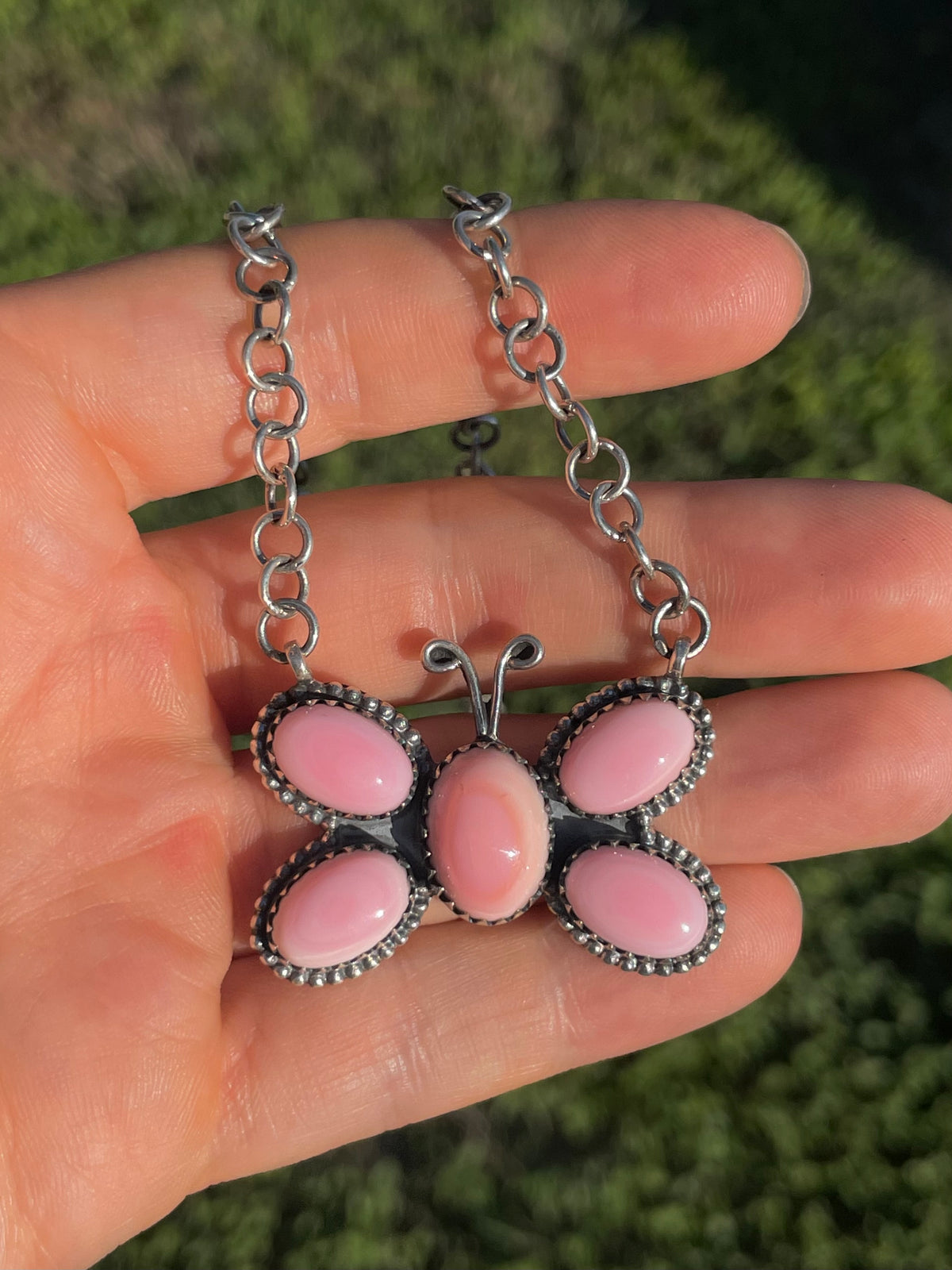 Pink Conch Butterfly Necklace | Sterling Silver E827