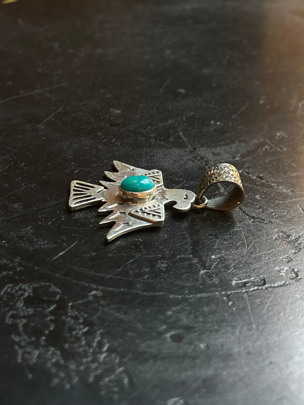 Kingman Turquoise Thunderbird Pendant | 925 Sterling Silver G623