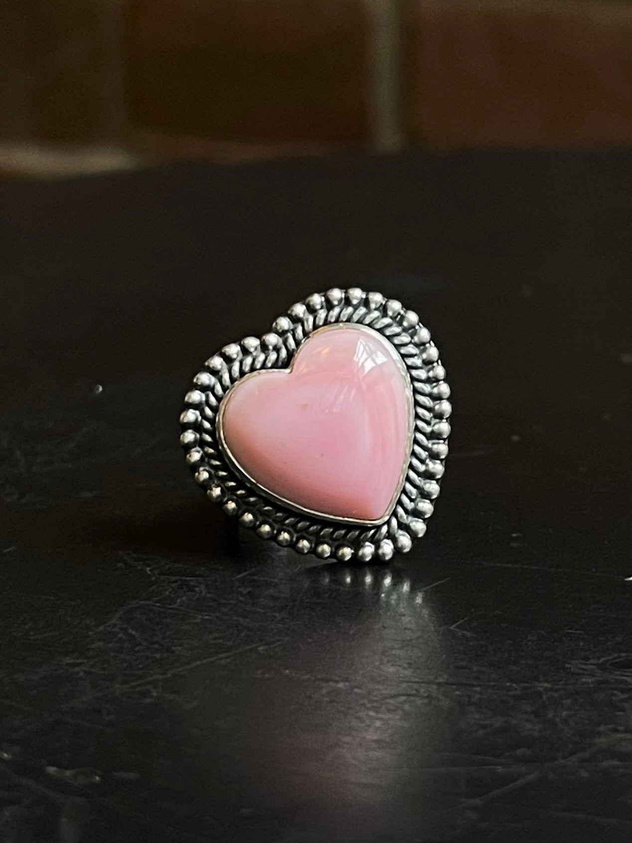 Pink Conch Heart Ring | Sterling Silver | Size 7 | A360