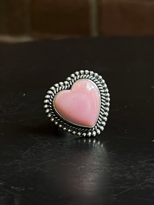 Pink Conch Heart Ring | Sterling Silver | Size 7 | A360