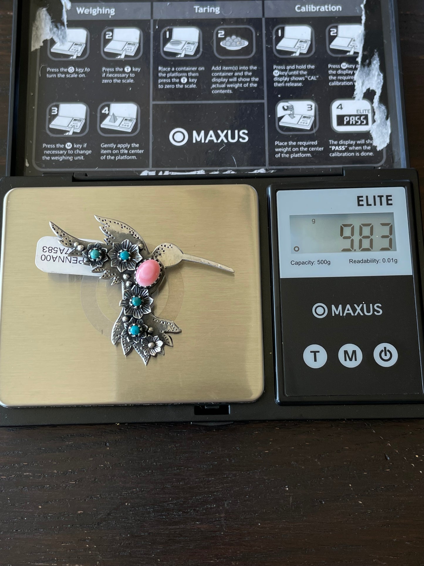 Hummingbird Pink Conch Pendant | Sterling Silver | A583