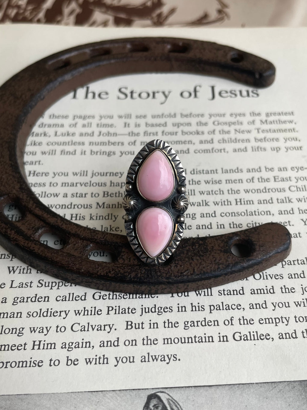 Pink Conch Tear Drop Ring Size 9.25 | 925 Sterling Silver G791