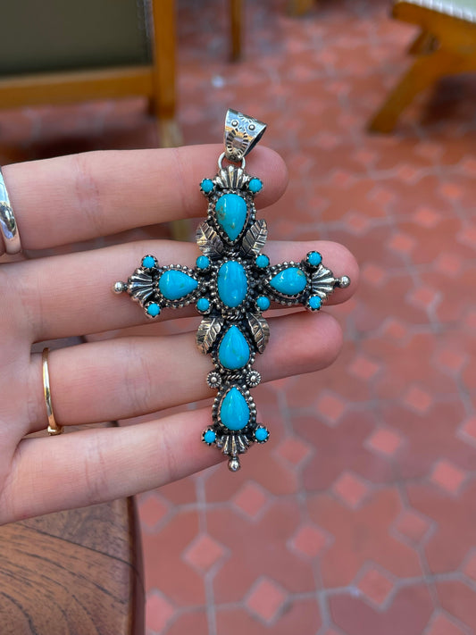Turquoise Cross Pendant | 925 Sterling Silver C819