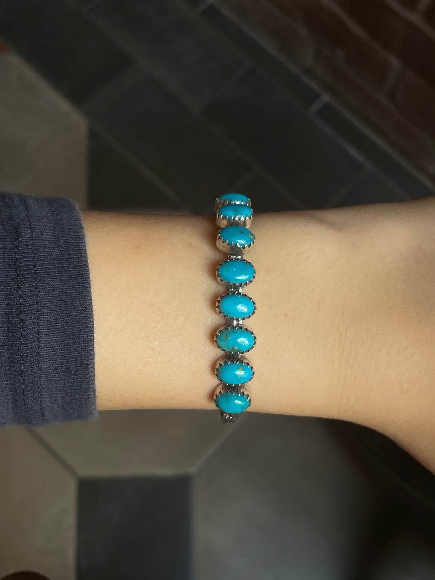 Kingman Turquoise Cuff | Multi Stone Row | 925 Silver E682