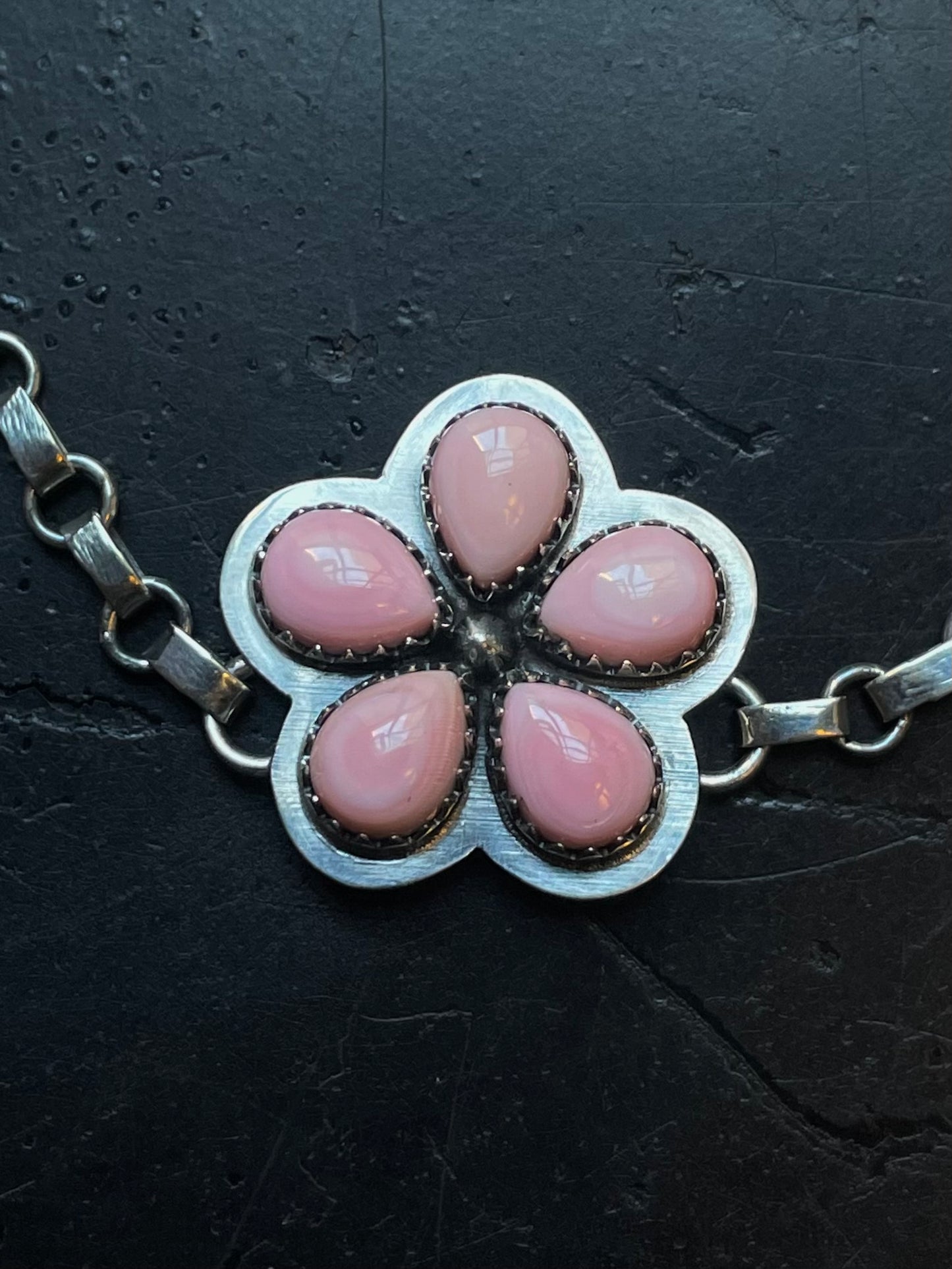Pink Conch Flower Necklace | Petite Blossom Pendant | 925 Silver E580