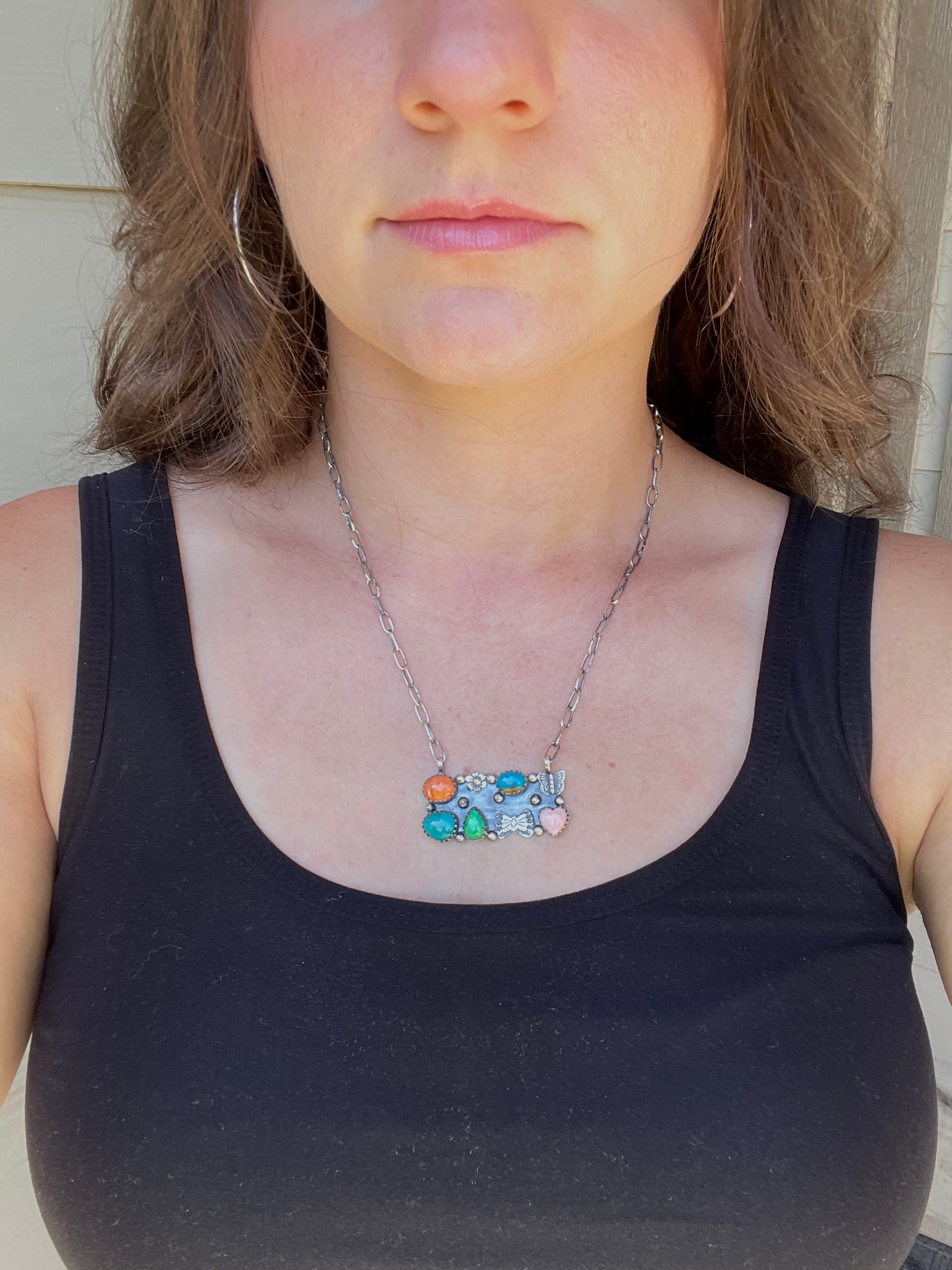Multi-Stone Bar Necklace | 925 Sterling Silver D213