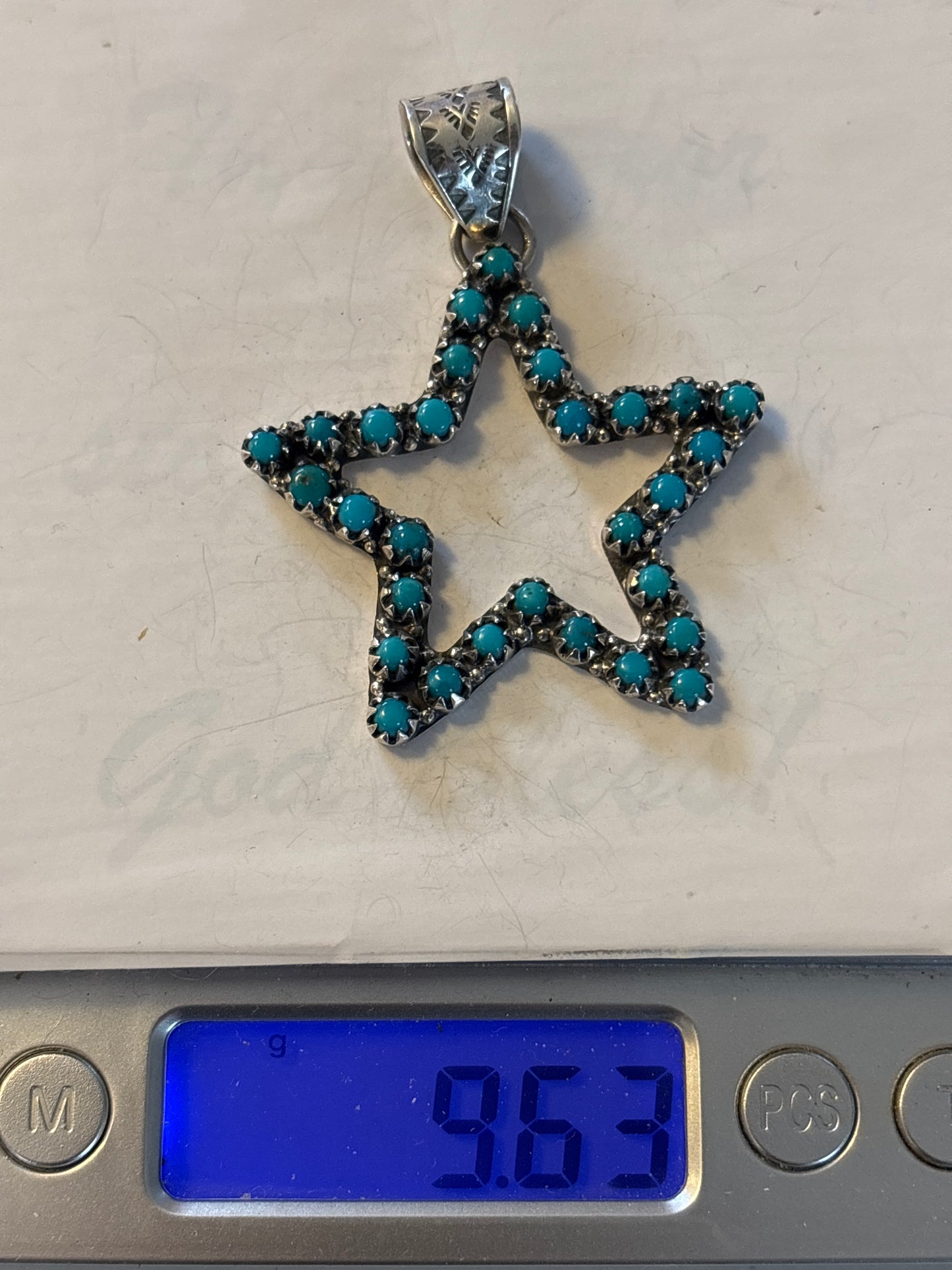 Kingman Turquoise Star Pendant | 925 Sterling Silver C989