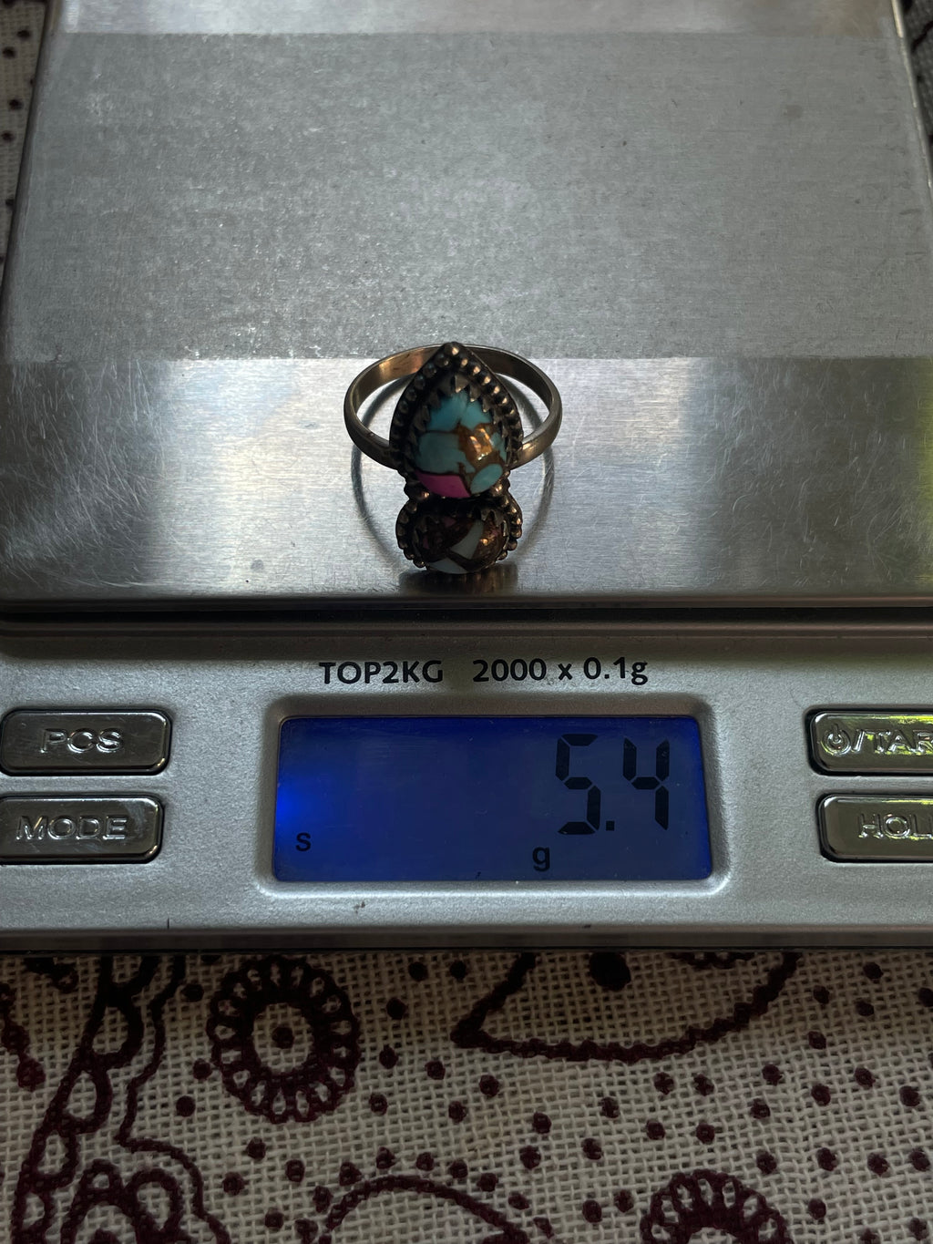 Cotton Candy Two Stone Ring | 925 Sterling Silver | Size 9 D363