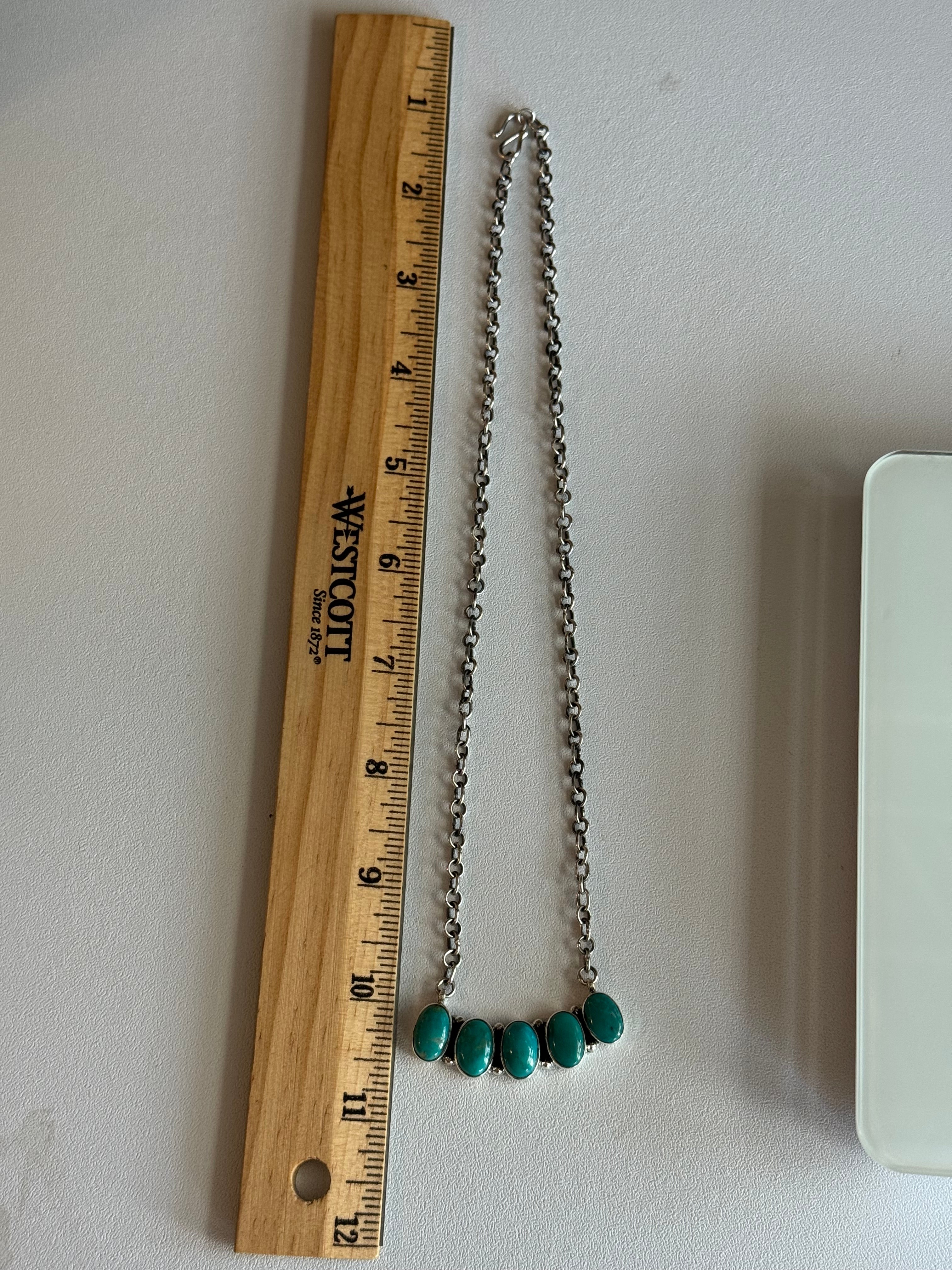 Kingman Turquoise Bar Necklace | 925 Sterling Silver C475