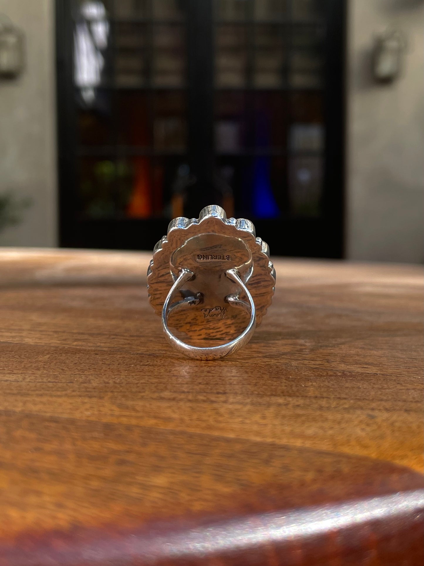 Black Onyx and Spiny Oyster Ring | Sterling Silver 925 | Size 8 C800