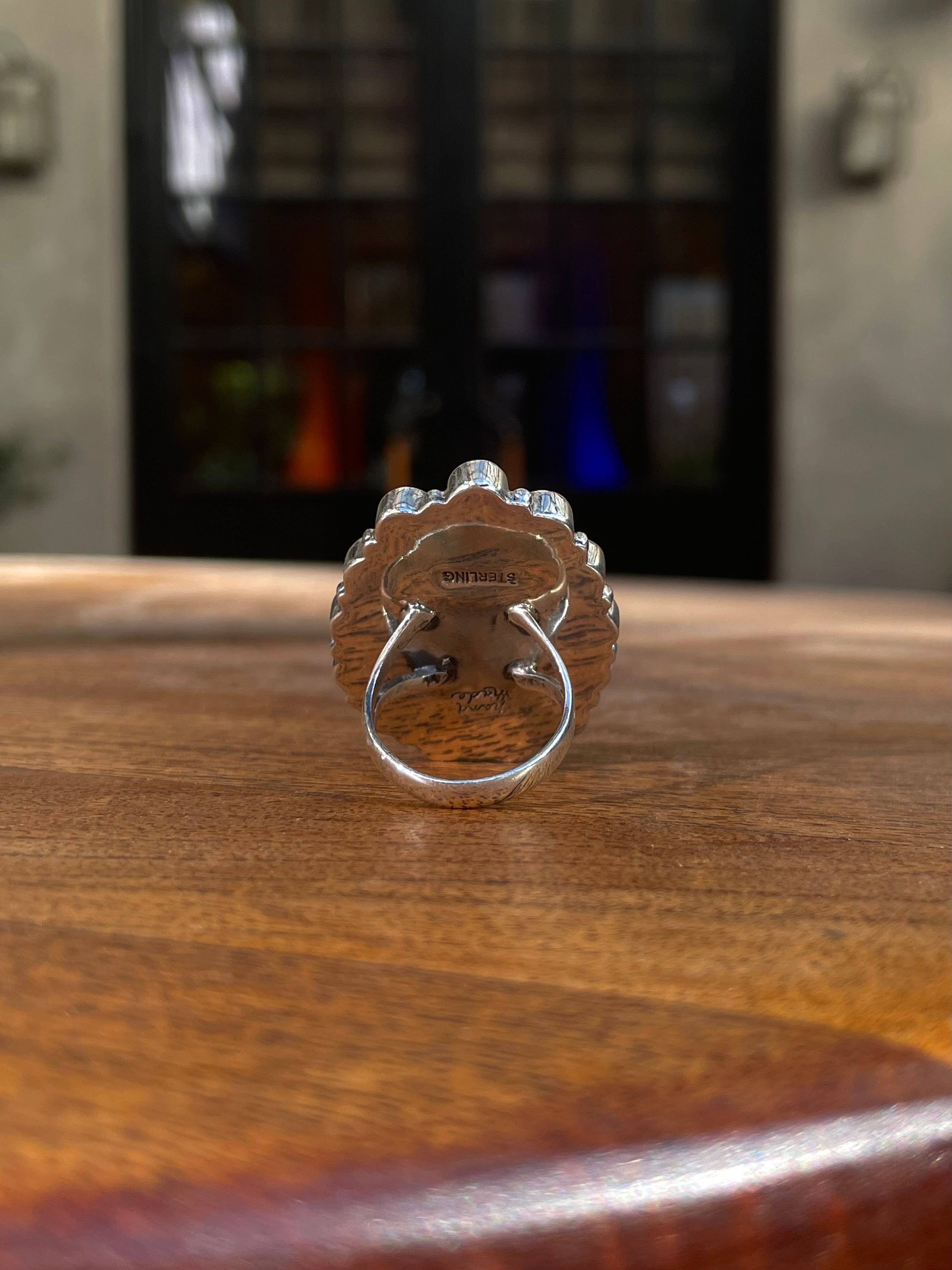 Black Onyx and Spiny Oyster Ring | Sterling Silver 925 | Size 8 C800