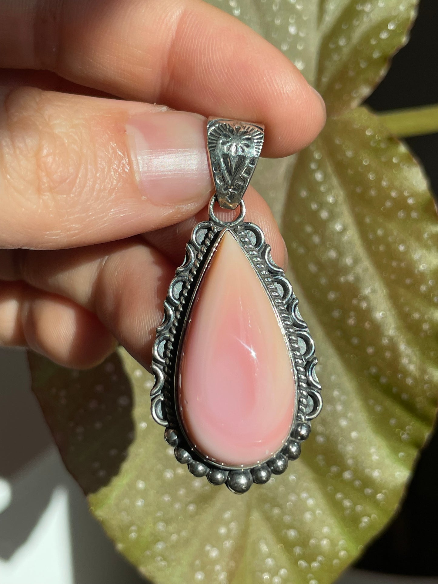 Pink Conch Tear Drop Pendant | Sterling Silver 925 B855