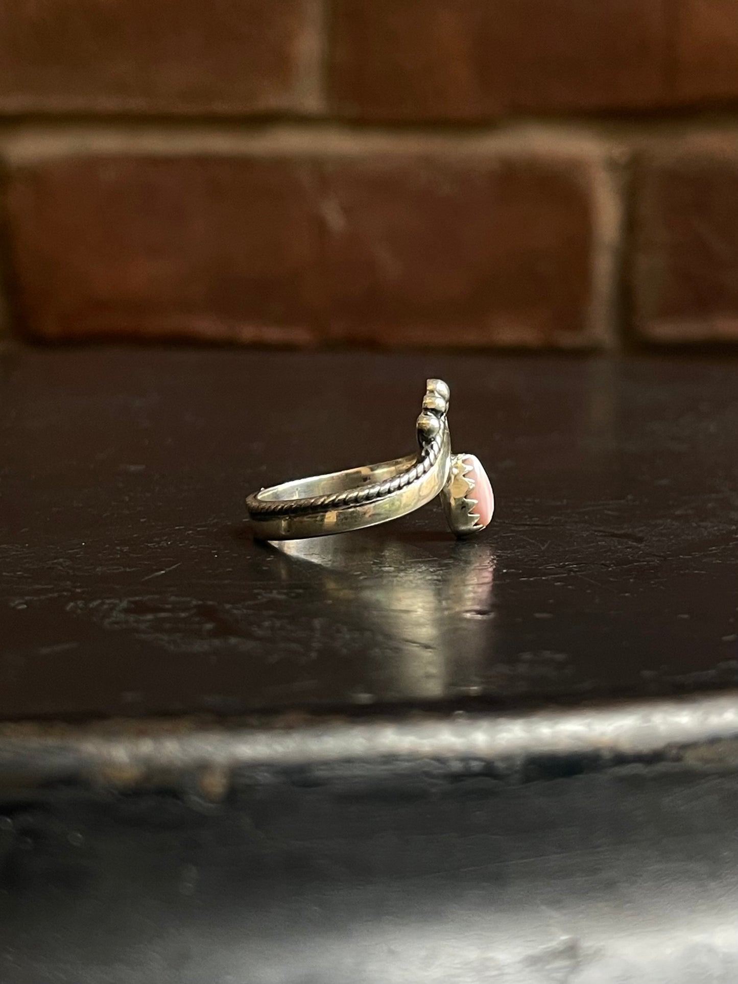 Pink Conch Tear Drop Ring Size 7 | 925 Sterling Silver G150