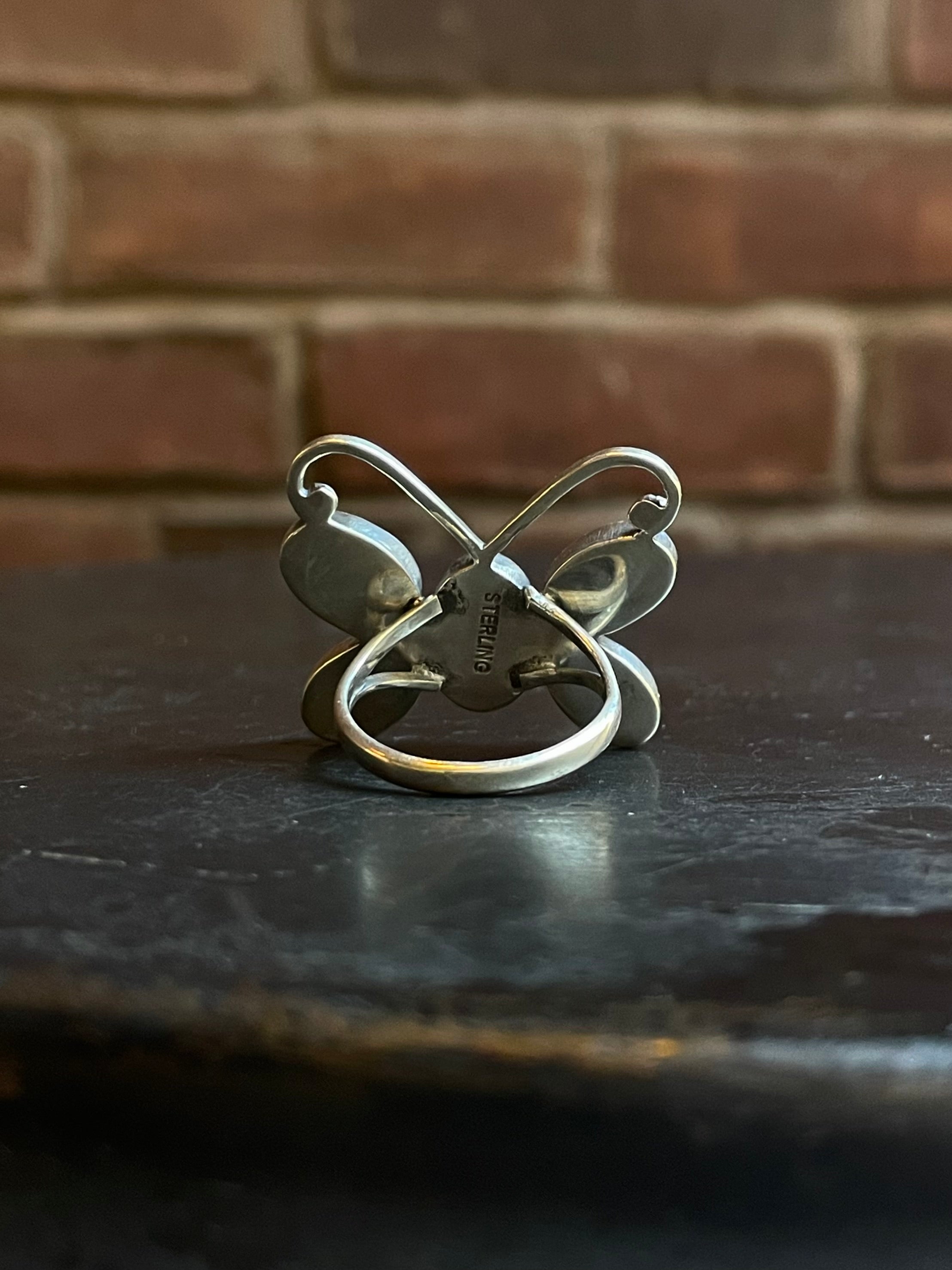 Turquoise Butterfly Ring Size 8.5 | Sterling Silver E869