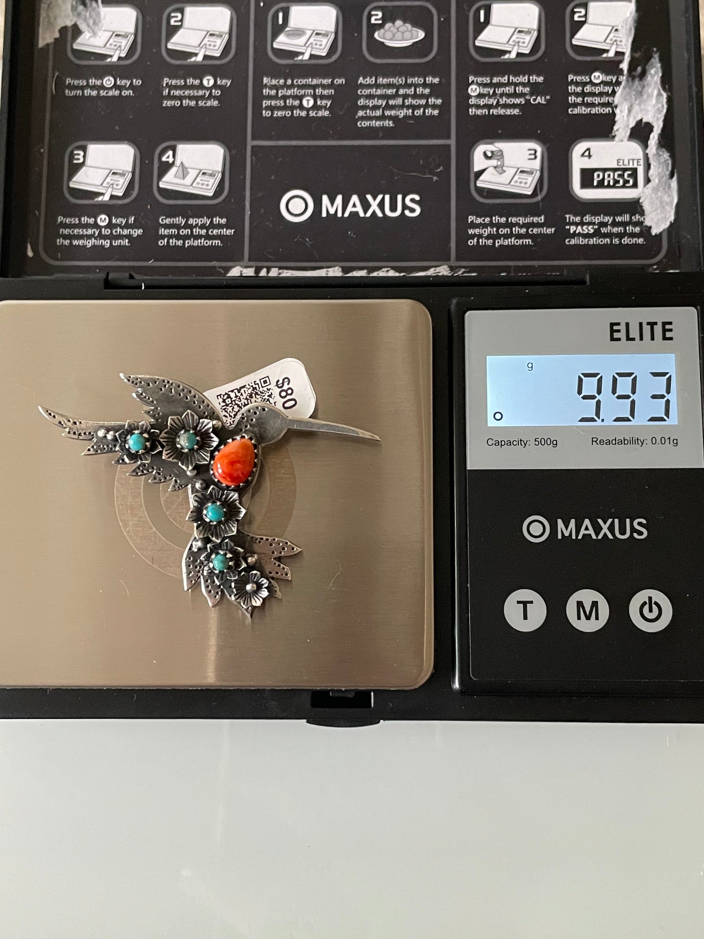Spiny Oyster Hummingbird Pendant | Sterling Silver | A573
