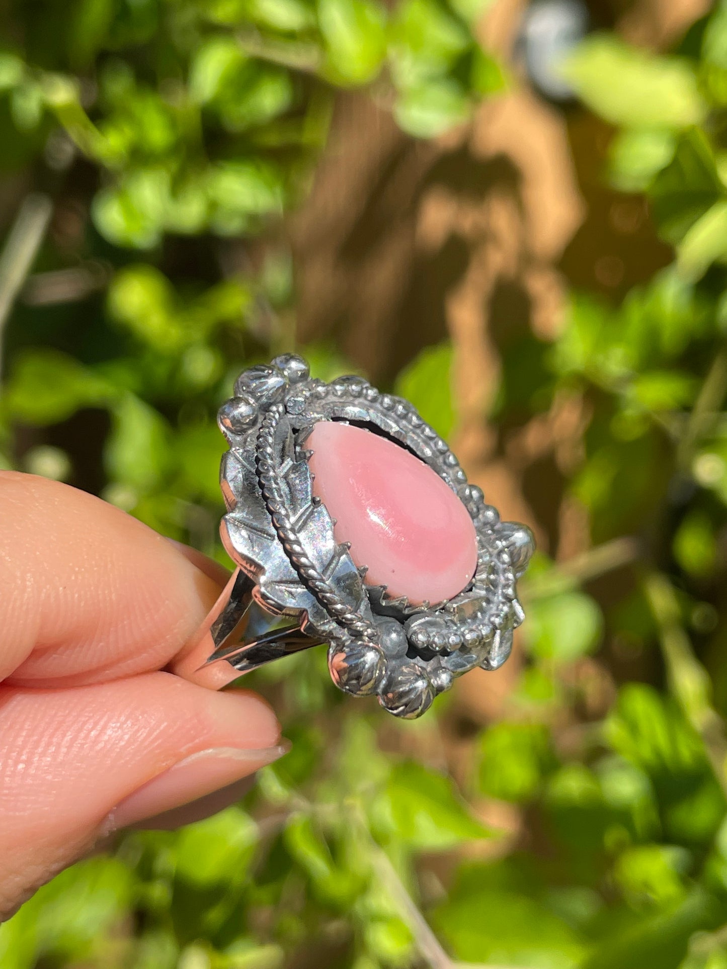 Pink Conch Leaf Ring | 925 Sterling Silver | Size 8 B282