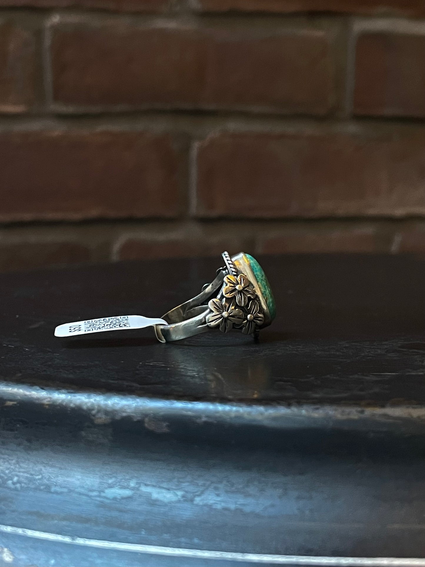 Turquoise Flower Ring | Sterling Silver | Size 7.5 | A019