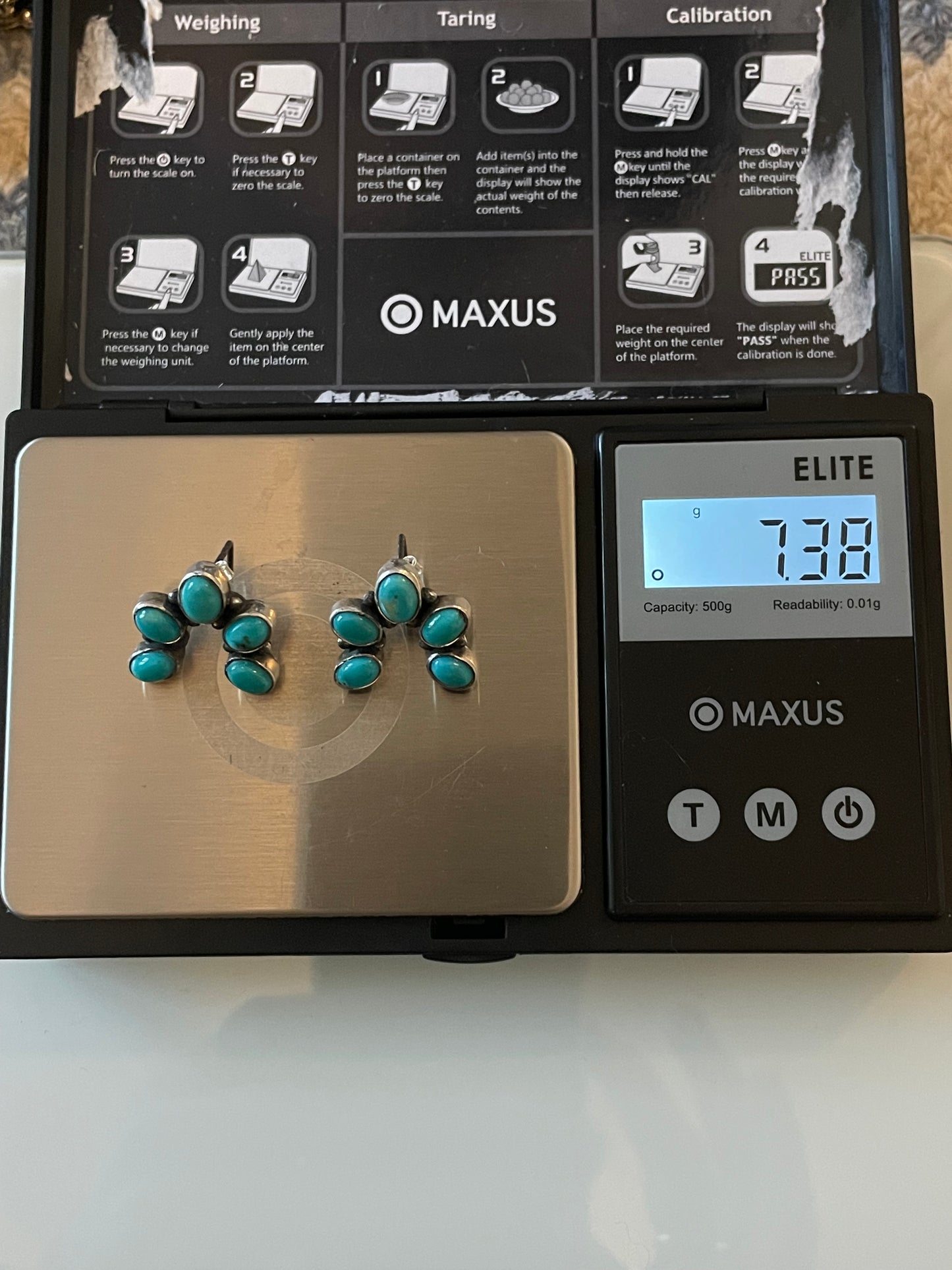 Kingman Turquoise Naja Earrings | Cluster Stud E654