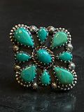 Turquoise Cluster Ring Size 7 | 925 Sterling Silver G264