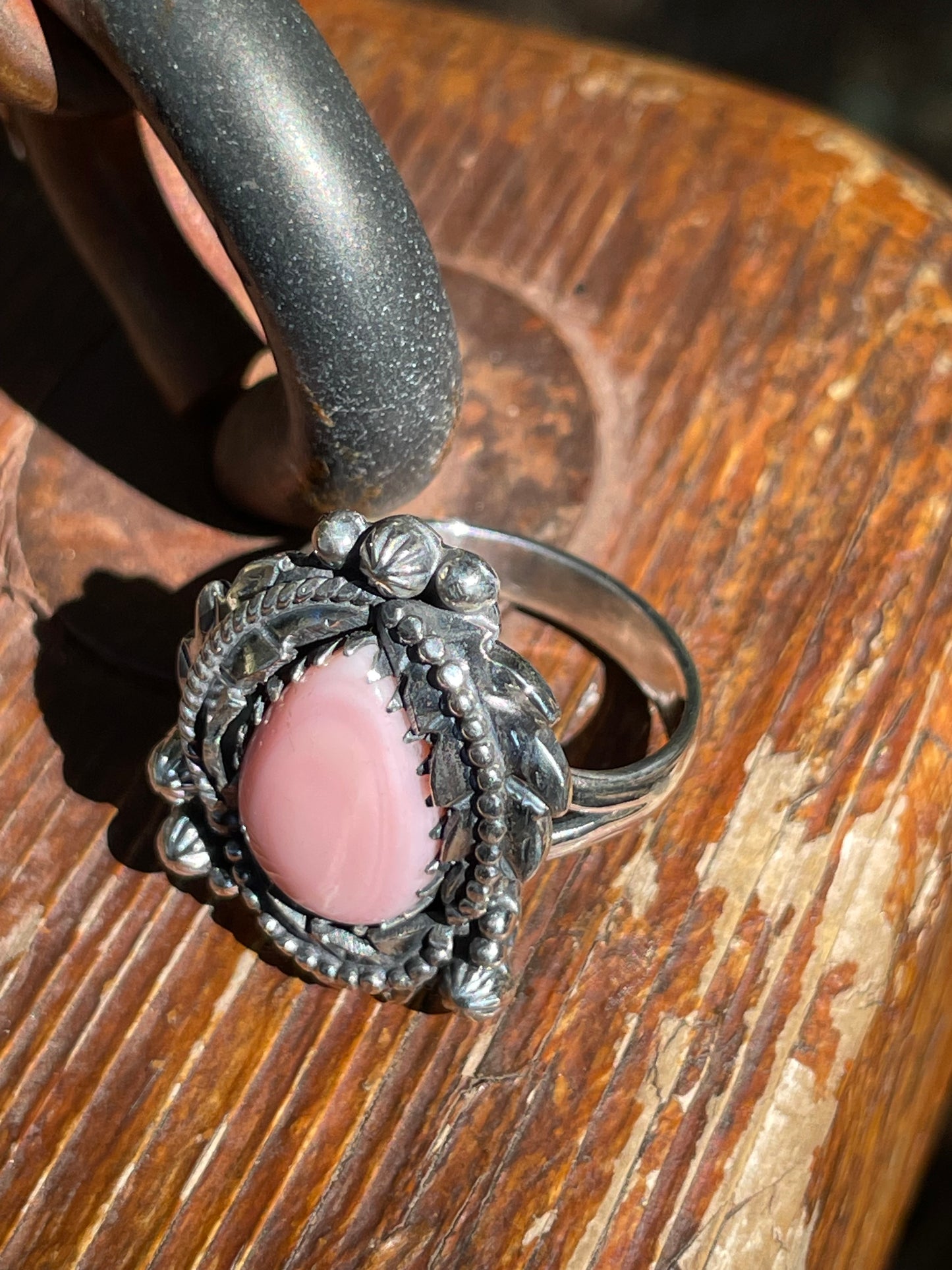 Pink Conch Floral Ring | Sterling Silver 925 | Size 9 B365