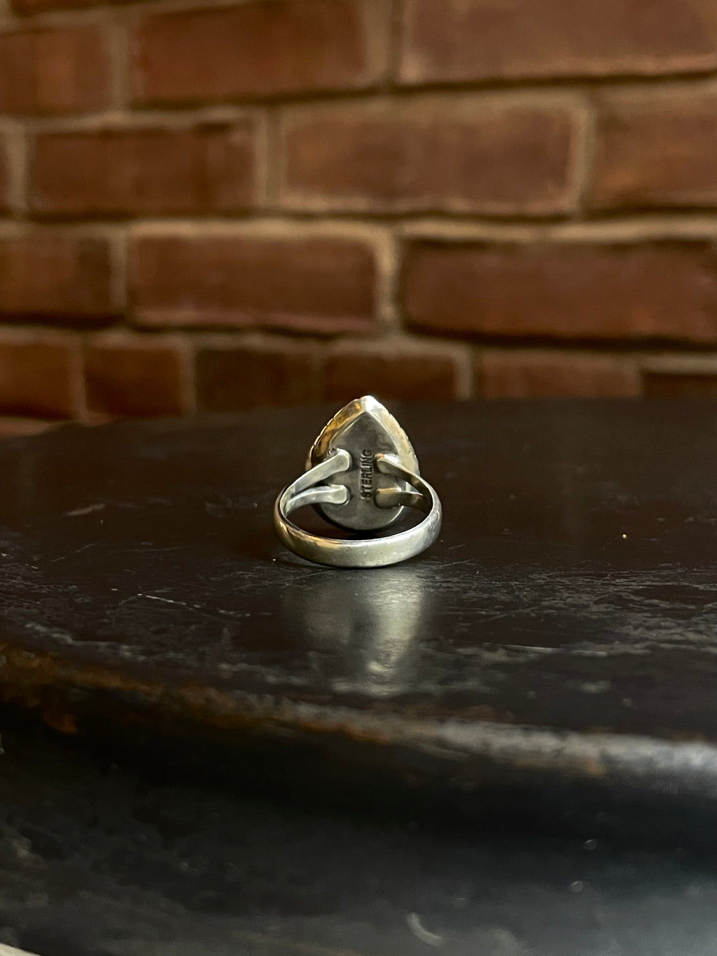 Pink Conch Tear Drop Ring | 925 Sterling Silver Size 8.5 E453