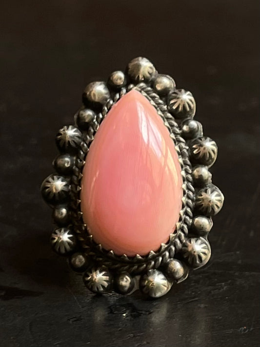 Pink Conch Ring Size 6 | 925 Sterling Silver G106
