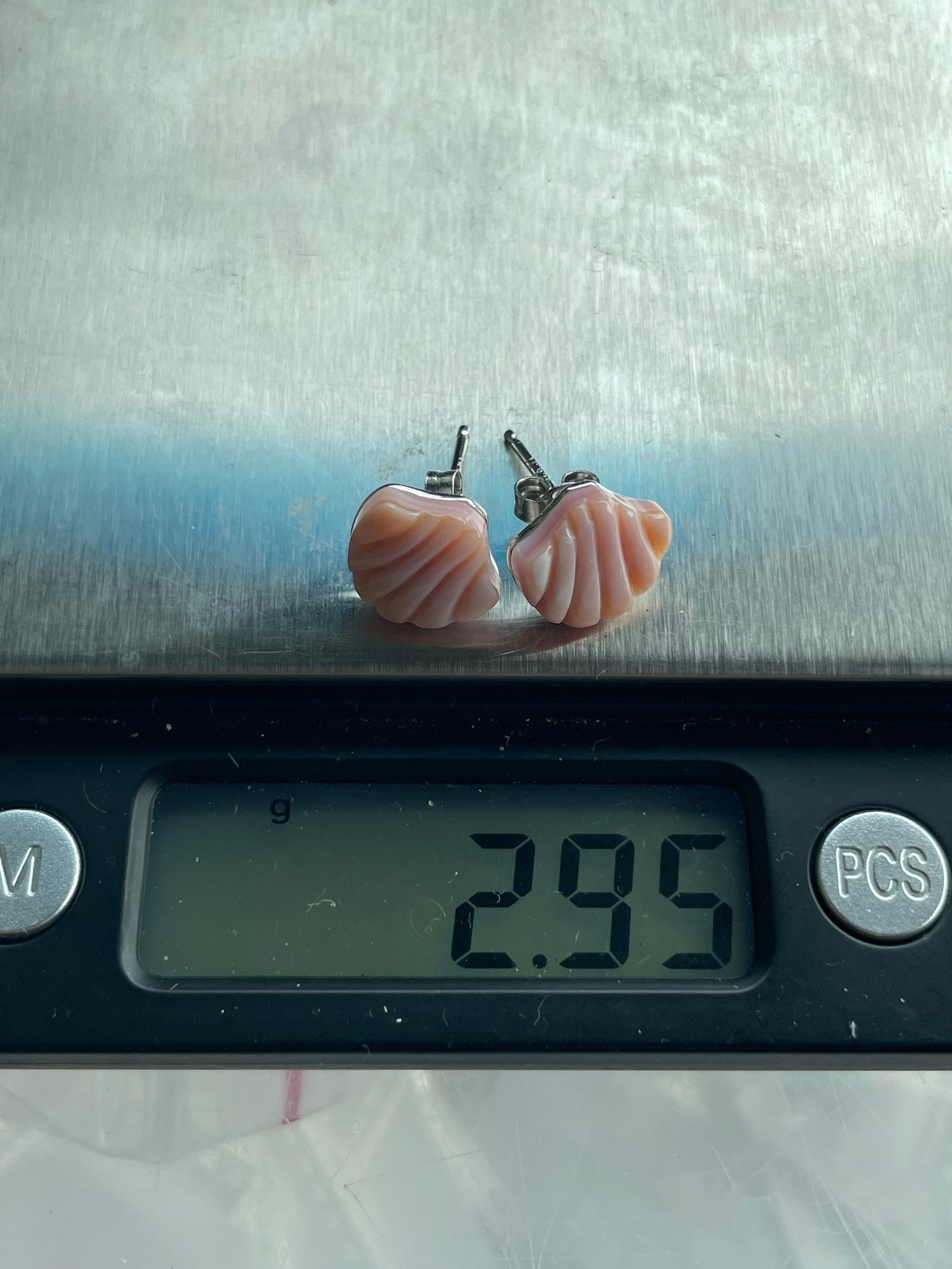 Pink Conch Shell Stud Earrings | 925 Sterling Silver B611