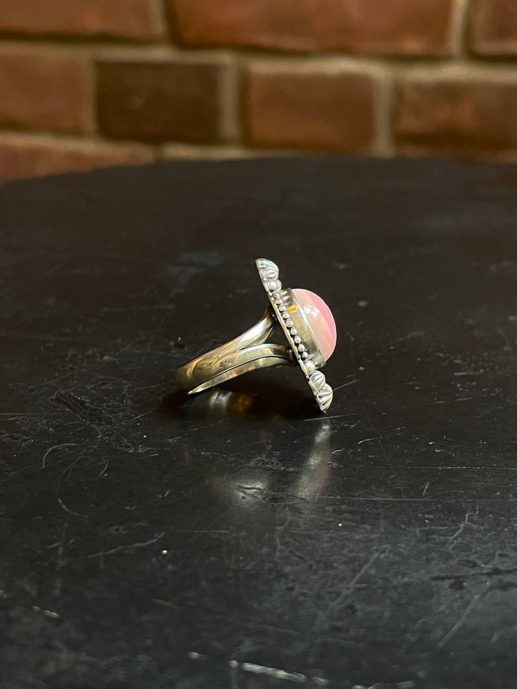 Pink Conch Rope Ring Size 6 | Sterling Silver E922