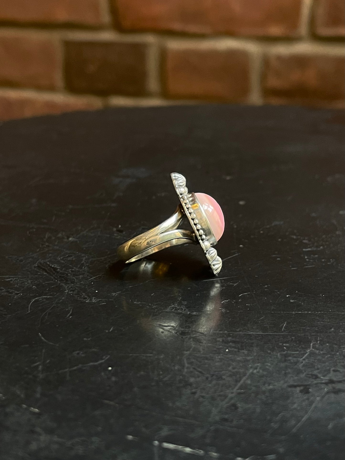 Pink Conch Rope Ring Size 6 | Sterling Silver E922