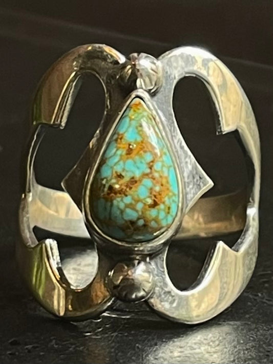 Kingman Turquoise Teardrop Ring | Sterling Silver | Size 7.25 G314