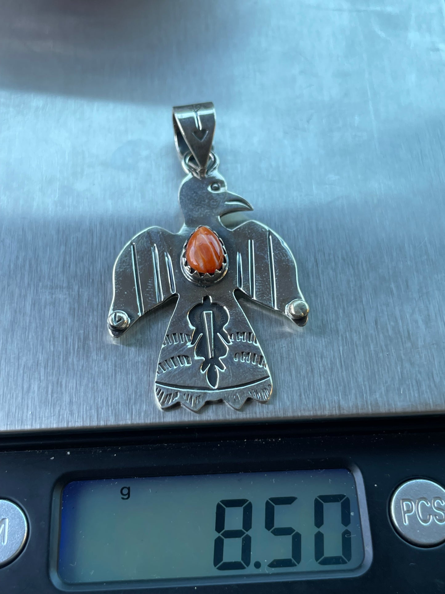 Spiny Oyster Thunderbird Pendant | Sterling Silver 925 B487