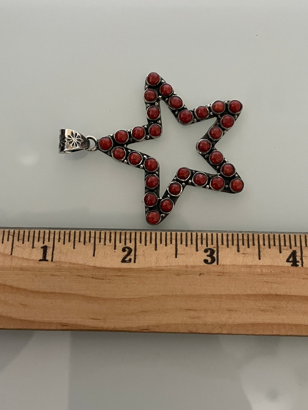 Red Coral Star Pendant | 925 Sterling Silver E218
