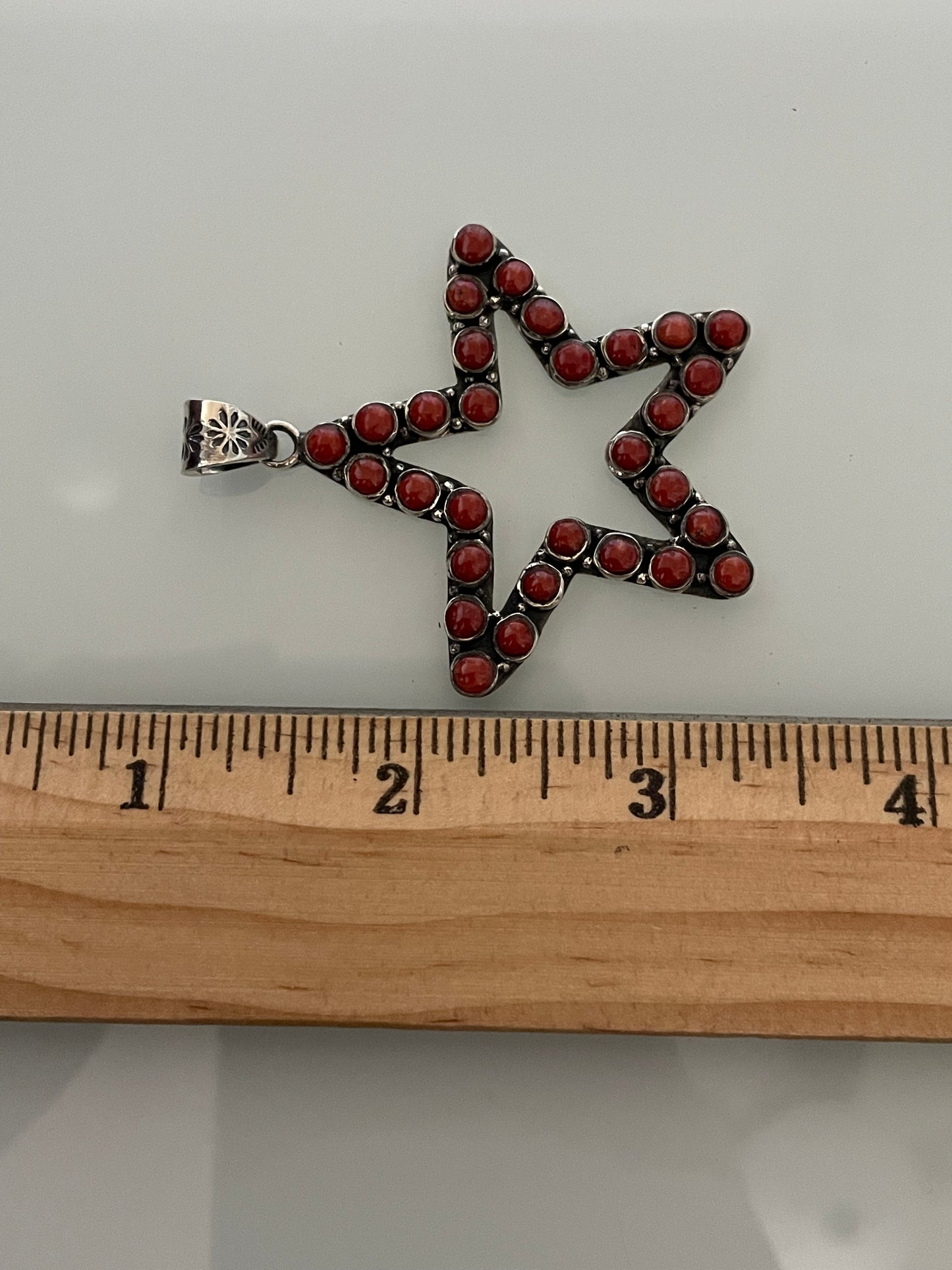 Red Coral Star Pendant | 925 Sterling Silver E218