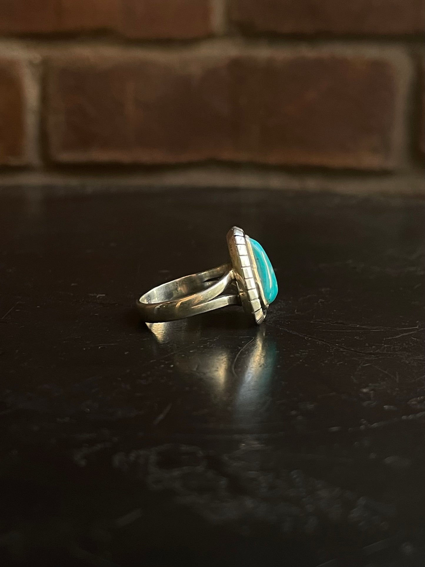 Kingman Turquoise Tear Drop Ring | Sterling Silver | Size 7.25 G363